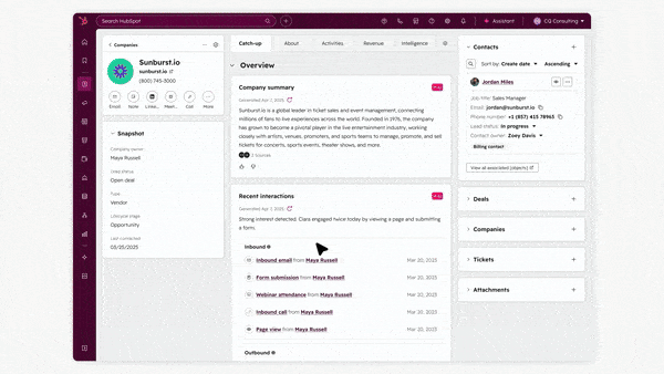 An example of Smart Insights, as shown by HubSpot Spotlight