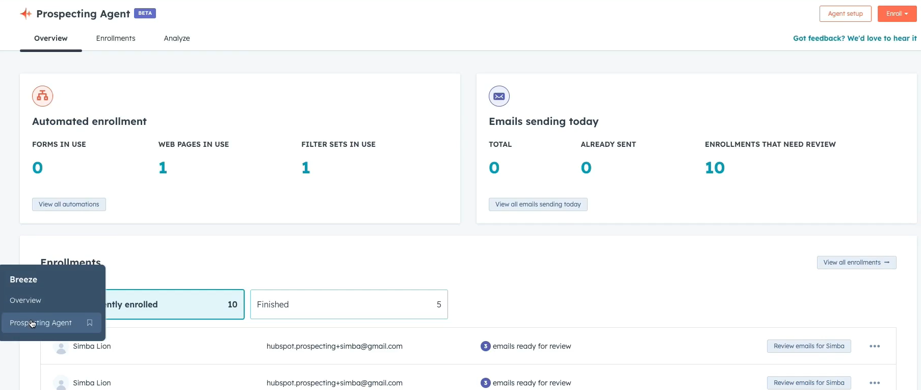 HUBSPOT PROSPECTING AGENT