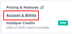 Account and Billing in HubSpot Settings