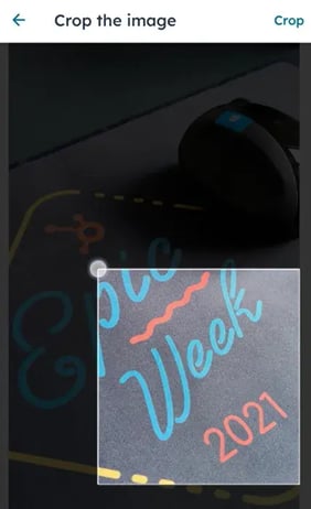 the image cropping feature in the HubSpot mobile app